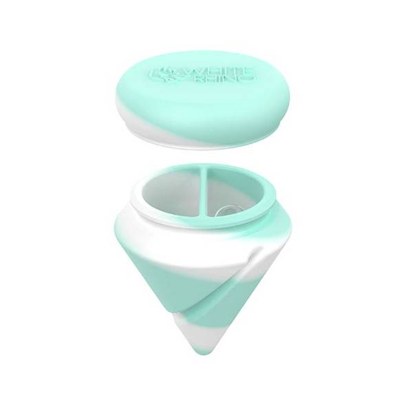 White Rhino Silicone Diamond Spinner Carb Cap: Wax Jar + Terp Pearl - Glow Mint and White