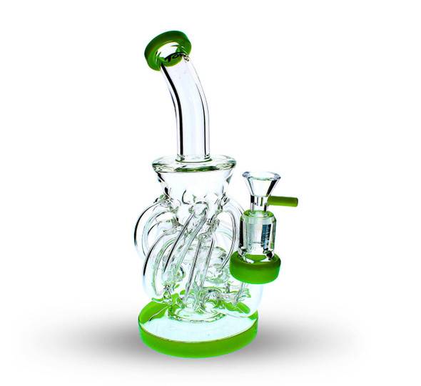 Topoo 10" Green Slime Vortex Recycler Water Pipe 