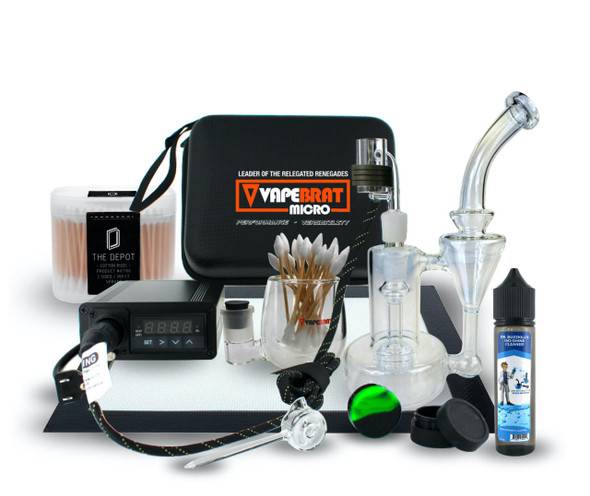  VapeBrat Copa Enail Starter Kit: Sidecar Recycler Rig with Quartz Bucket 20mm and Enail Dab Cleaning Kit 