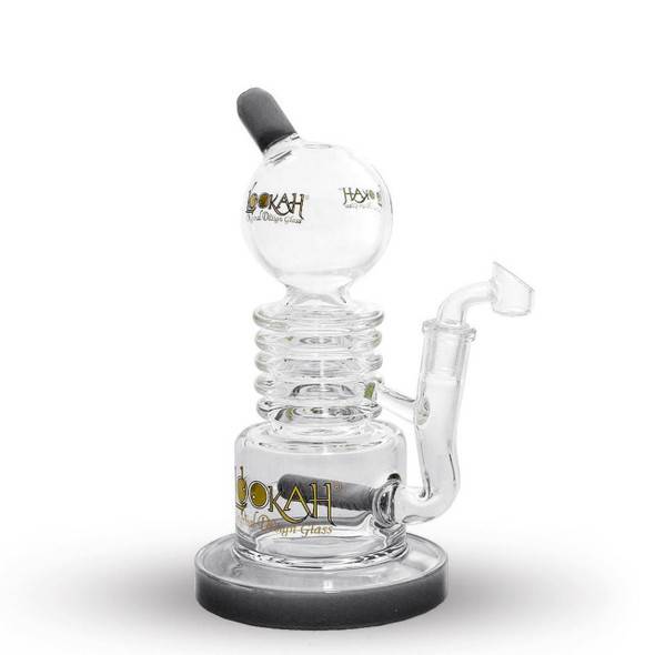 Lookah 8" Lookah Ribbed Sundae Glass Water Pipe: Black 