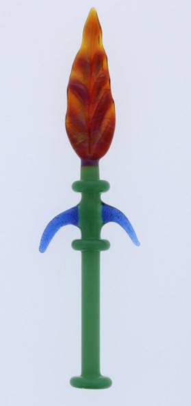  Monkey Boy Art - Green/Orange Leaf Dab Tool (American Glass) 