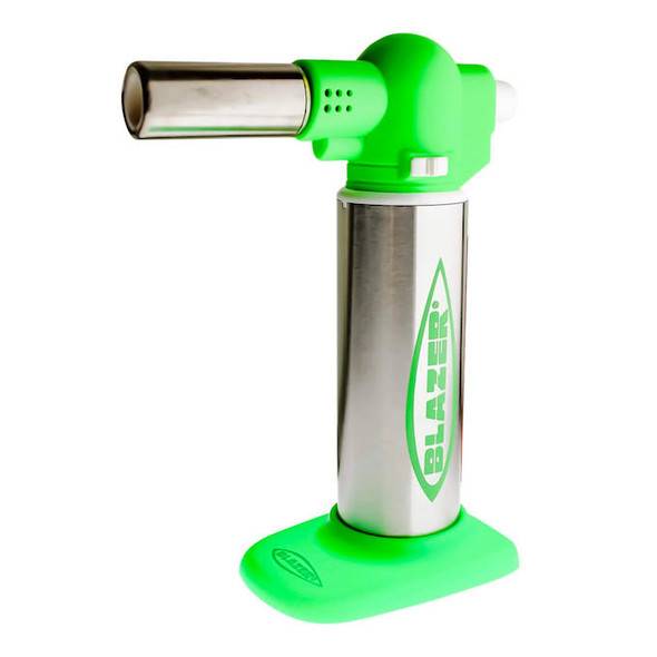 Blazer Dabbing Torch: Blazer Big Buddy Turbo Torch - Green & Stainless Steel 