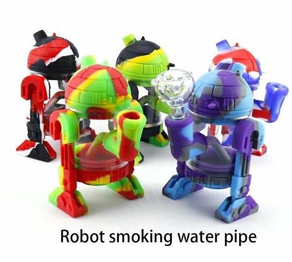 Relegated Renegades Robot Design Silicone Water Pipe 