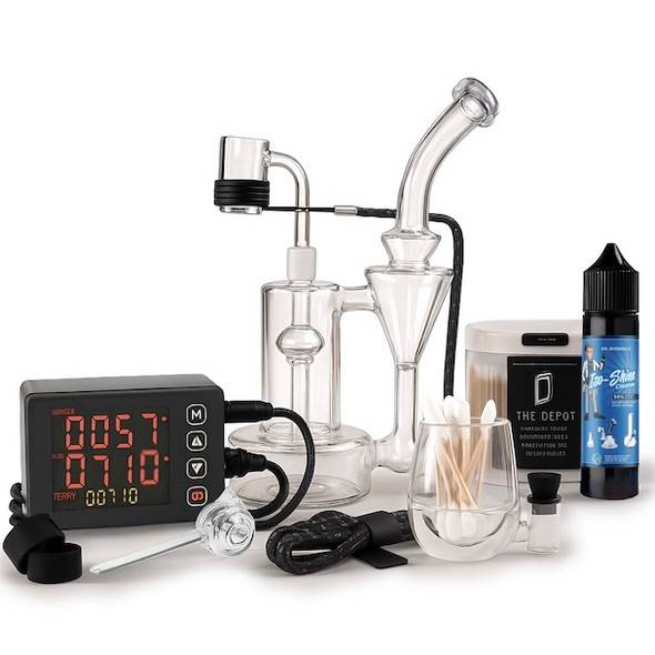 Enail Dab Kit VapeBrat Copa Pro LCD Enail with Recycler Rig 20mm Quartz Banger and Dab Cleaning Kit Enail Dab Kit VapeBrat Copa Pro LCD Enail with Recycler Rig 20mm Quartz Banger and Dab Cleaning Kit