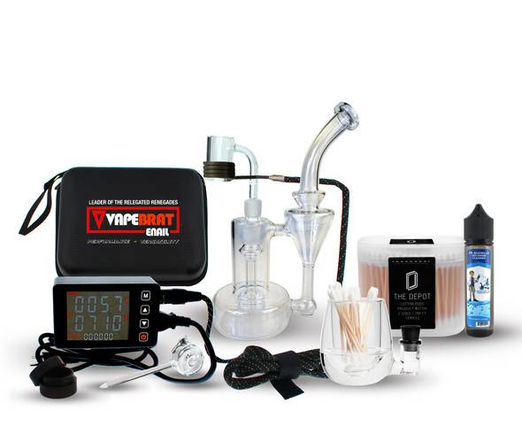 Enail Dab Kit VapeBrat Copa Pro LCD Enail with Recycler Rig 20mm Quartz Banger and Dab Cleaning Kit Enail Dab Kit VapeBrat Copa Pro LCD Enail with Recycler Rig 20mm Quartz Banger and Dab Cleaning Kit