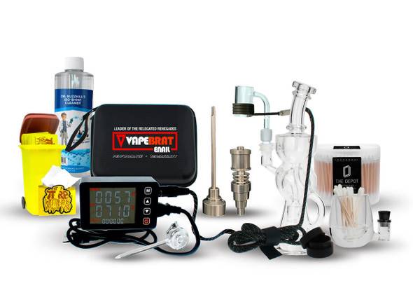 VapeBrat Best Enail Kit - VapeBrat Dos Pro 20mm LCD E Nail with Recycler Dab Rig and Cleaning Kit VapeBrat Best Enail Kit - VapeBrat Dos Pro 20mm LCD E Nail with Recycler Dab Rig and Cleaning Kit