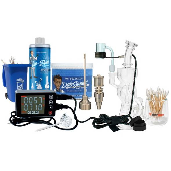 Best Enail Kit - VapeBrat Dos Pro 20mm LCD E Nail with Recycler Dab Rig and Cleaning Kit