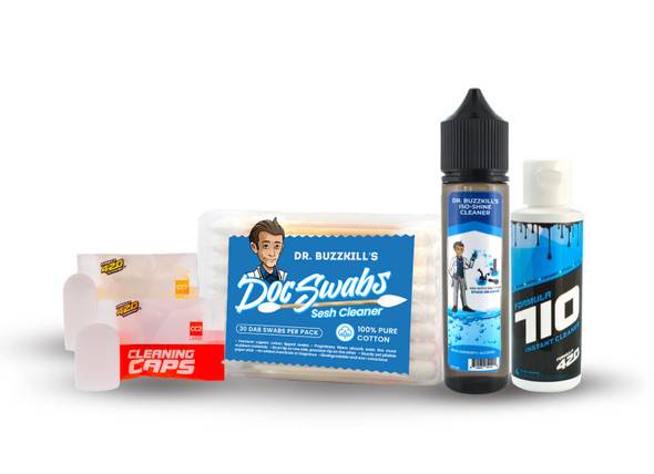 Dab Rig Cleaning Kit: Intro - Doc Swabs, Iso-Shine Cleaner, Cleaning Caps and Cleaner