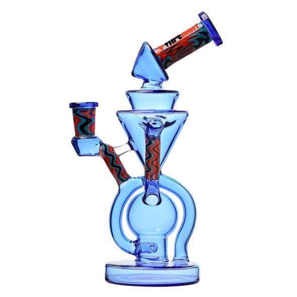 VapeBrat Best Dab Rig: Recycler Enail Dab Rig Klein Double Uptake - VapeBrat Orange and Blue 