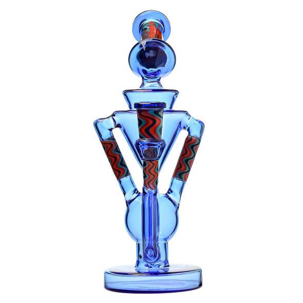 VapeBrat Best Dab Rig: Recycler Enail Dab Rig Klein Double Uptake - VapeBrat Orange and Blue 