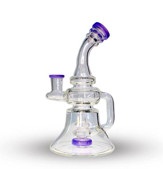  Recycling Dab Rig: 9" Bell Bottom Double Bubble Perc - Purple 