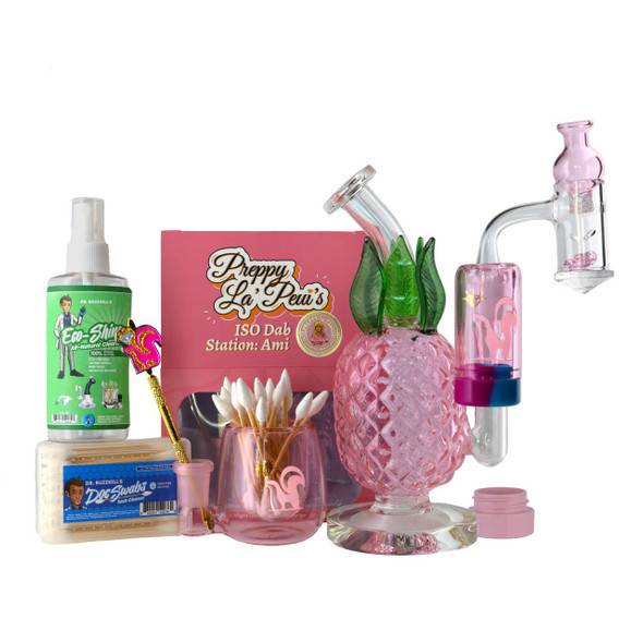 Preppy La Peui Dab Kit with Rig: Pink Pineapple Dab Rig Preppy La Peui Summer Sesh 