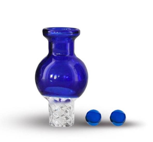 VapeBrat Auto Spinner Blue Bubble Cap with Two Sapphire Terp Pearls 25mm