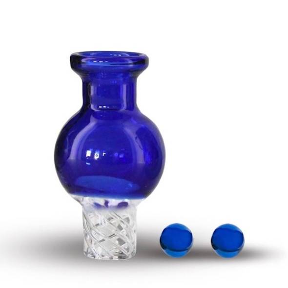 VapeBrat Auto Spinner Blue Bubble Cap with Two Sapphire Terp Pearls 25mm