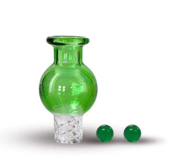 VapeBrat Bubble Carb Cap Spinner with Two Emerald Terp Pearls 25mm