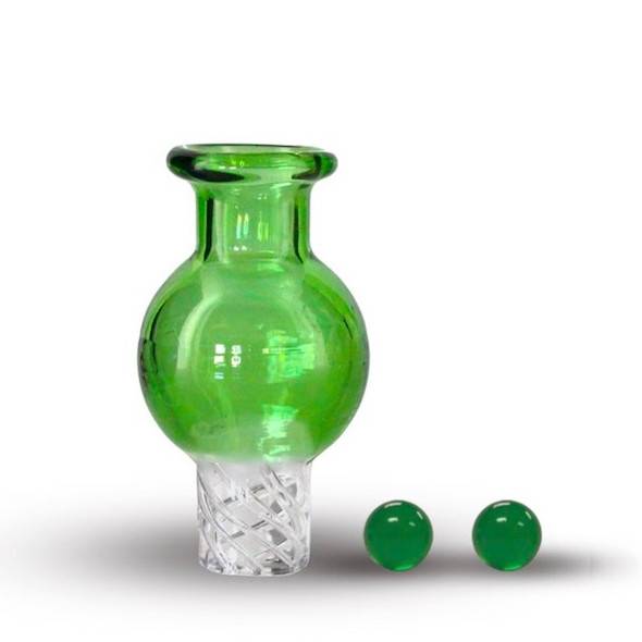 VapeBrat Bubble Carb Cap Spinner with Two Emerald Terp Pearls 25mm