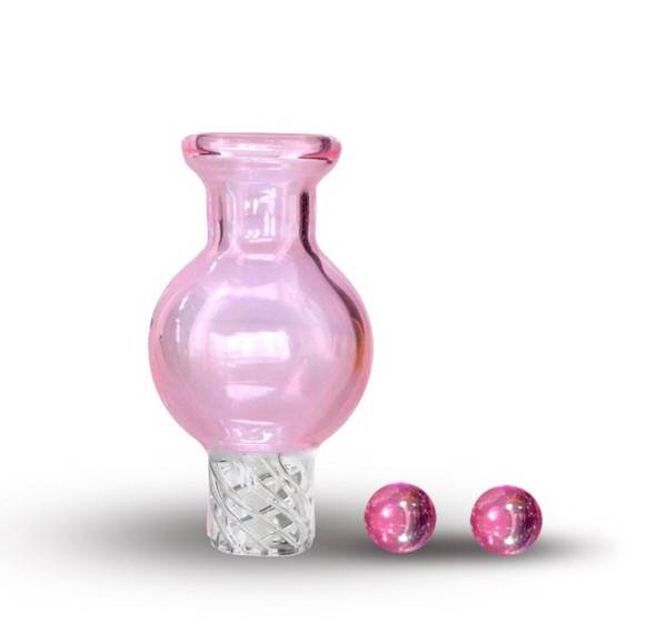 VapeBrat Pink Carb Cap Spinner with Two Pink Terp Pearls 25mm