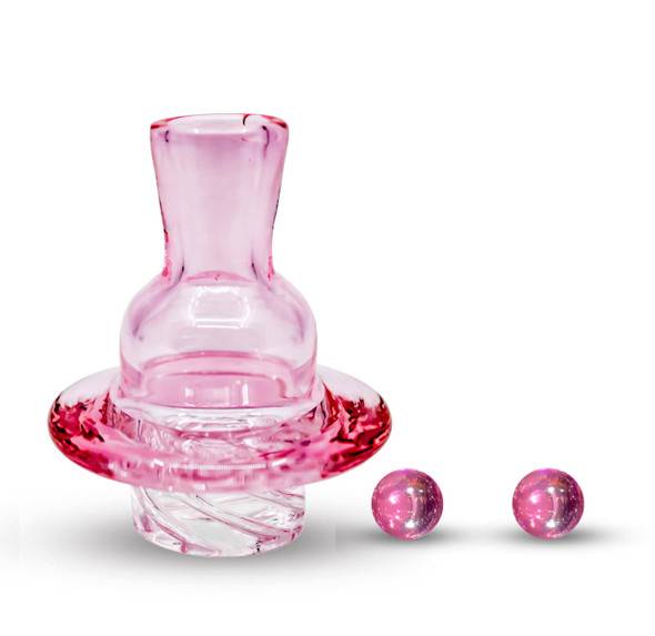 VapeBrat Auto Spinner Pink Carb Cap Bell 25mm with Two Terp Pearls