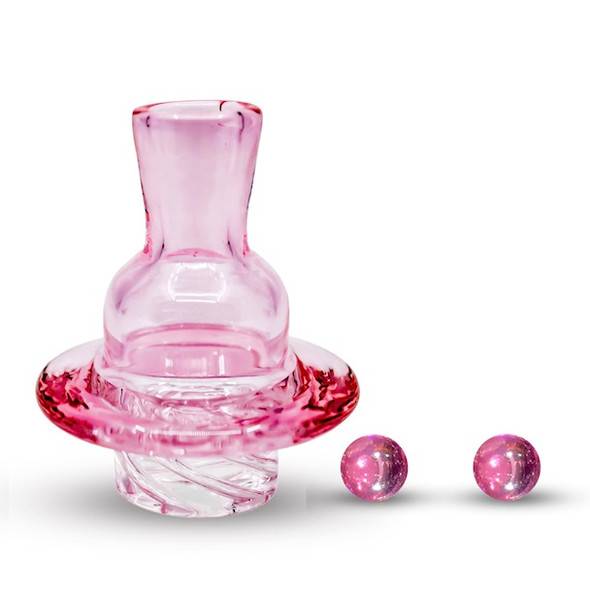 VapeBrat Auto Spinner Pink Carb Cap Bell 25mm with Two Terp Pearls