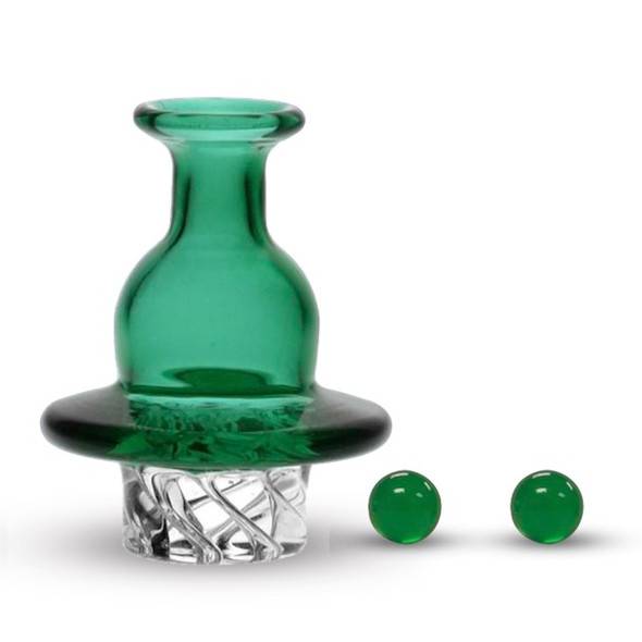 VapeBrat Green Spinner Dab Cap with Two Emerald Terp Pearls