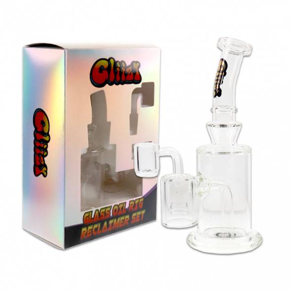 Mini Dab Rig Reclaim Catcher Set: Glizzy Glass Rig 8"