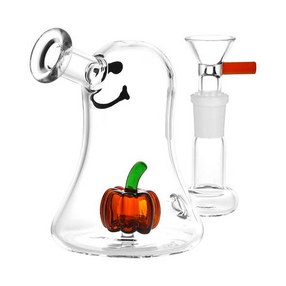 Spooky Mini Dab Rig: Lil Ghosty 4.5" - Halloween Ghost Rig