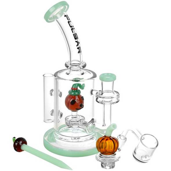 Halloween Dab Rig Kit: Pumpkin Patch with Spinner Cap, Banger, and Dab Tool