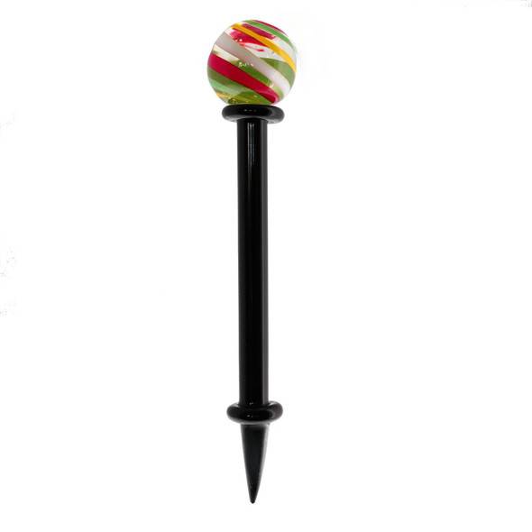 Glass Dabbing Tool - Swirl Marble Carb Cap: Black Dab Tool