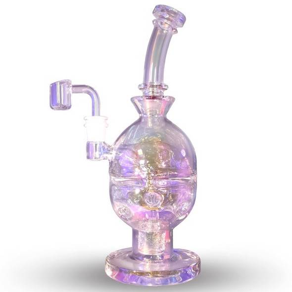 Rainbow Dab Rig - 9" Iridescent Fab Egg  Wax Rig: VapeBrat