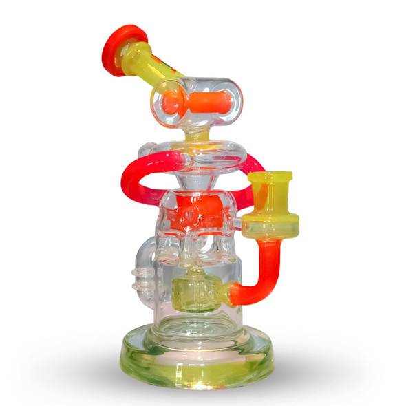 Recycler Dab Rig with Fab and Donut Perc: Neon Sunset Rig