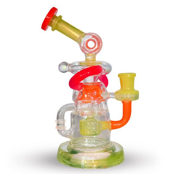 Recycler Dab Rig with Fab and Donut Perc: Neon Sunset Rig