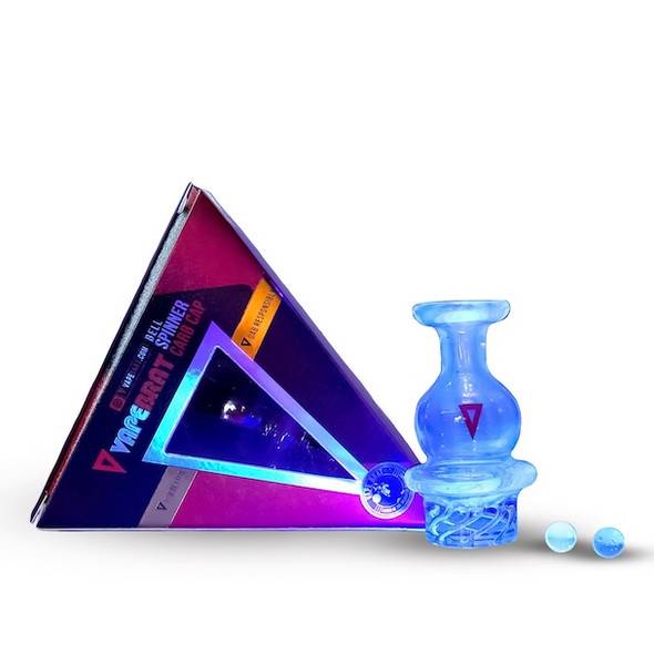 Spinner Carb Cap with Two Terp Pearls: UV Color Glows in Blacklight
