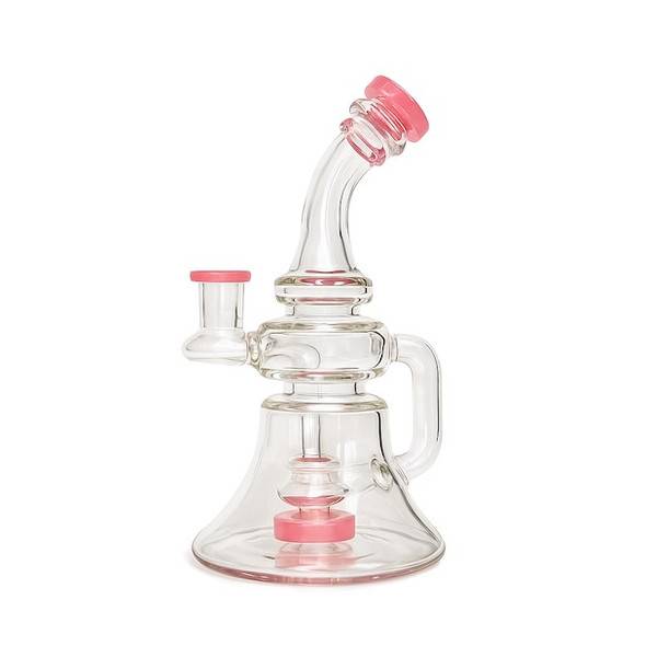 Recycler Dab Rig: 9" Bell Bottom Double Bubble Perc - Pink