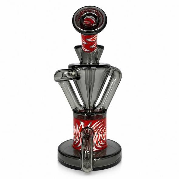 6.5" Wig Wag Smoke Recycler Dab Rig: Black and Red
