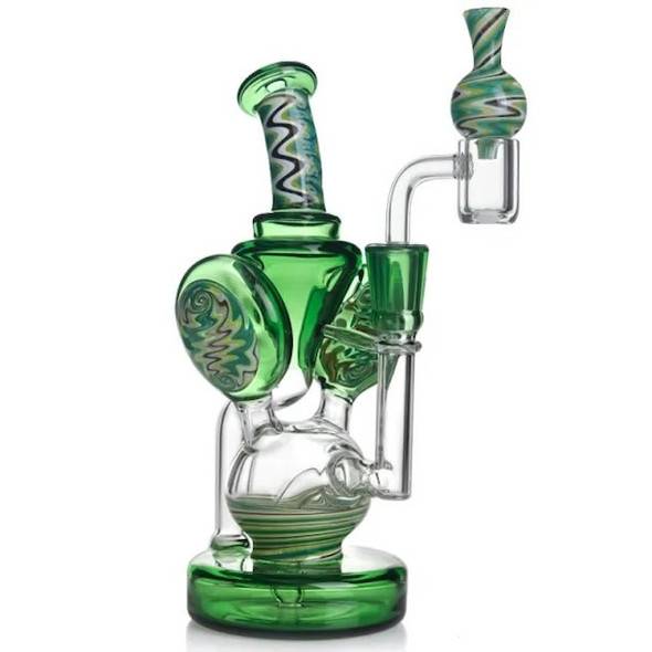 8" Wig Wag Recycler Dab Rig Kit: Green - American Glass