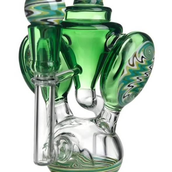 8" Wig Wag Recycler Dab Rig Kit: Green - American Glass