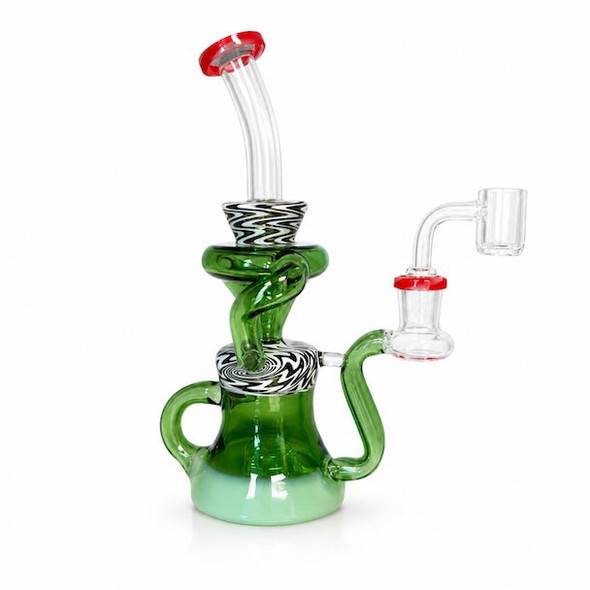 8.5" Wig Wag Klein Recycler Rig: Green with 3 Uptake Tubes