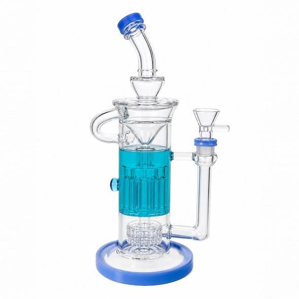 Freeze Rig: 12" Glycerin Dab Rig with Tree Arm Perc - Blue