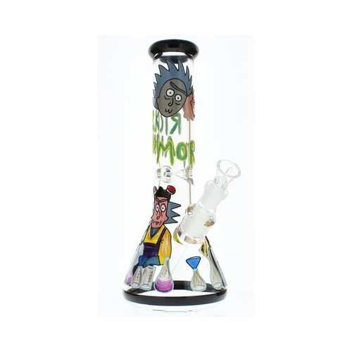 R Morty Experiments Hand Painted Glass Bong