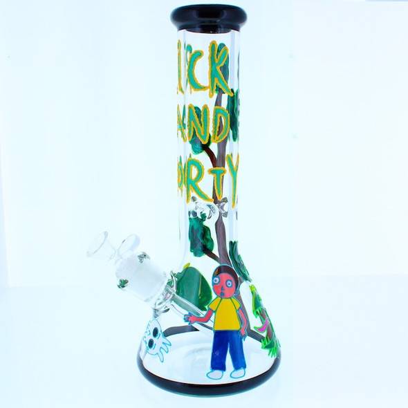 R Morty Killer Frog Hand Painted Glass Bong