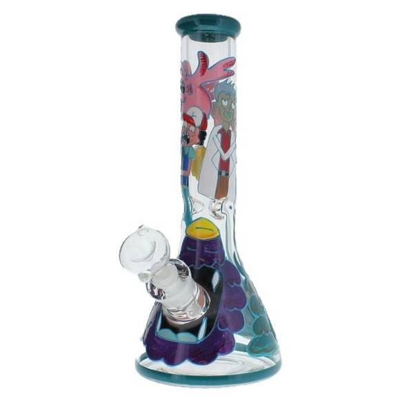 R Morty Poke mon Hand Painted Glass Bong