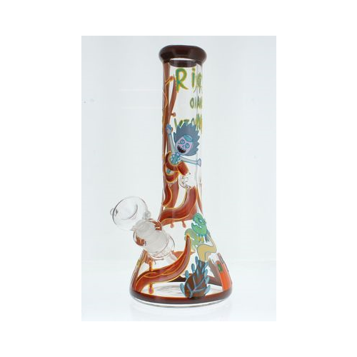 R Morty Tangled Hand Painted Glass Bong