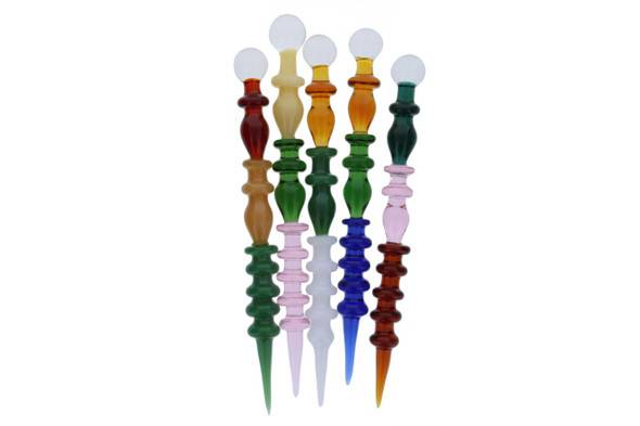  6" Glass Multi Colored Wand Dab Tool 