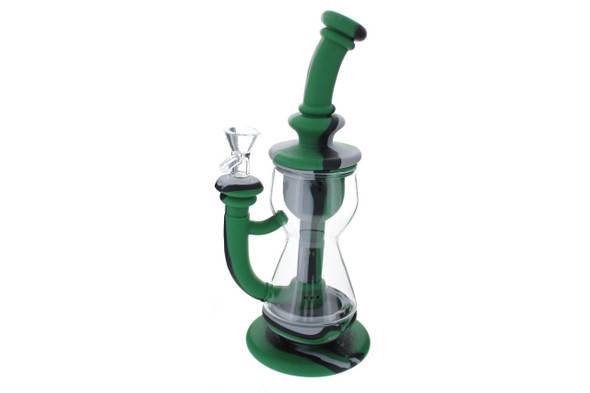 Relegated Renegades 10" Silicone Incycler Dab Rig Water Pipe - Army Green Grey Black 