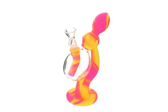 Relegated Renegades 8" Silicone Queen Water Pipe - Pink Yellow 