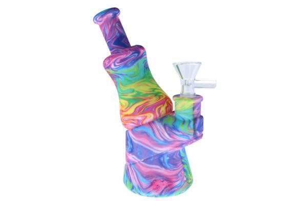  7" Tie Dye Swirl Pattern Peak Design Silicone Bong 