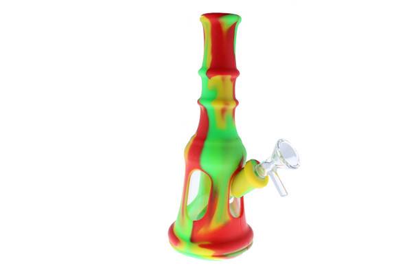  8" Rasta Liberty Bell Hybrid Glass Silicone Bong 