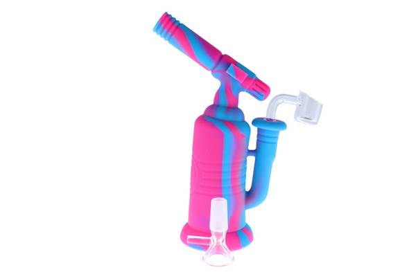  7.5" Torch Silicone Bong / Silicone Rig - Blue & Pink 