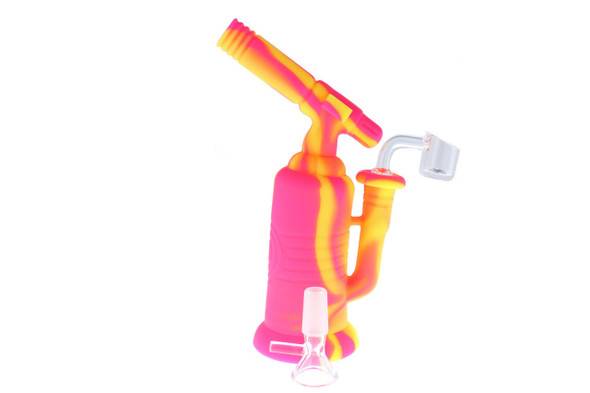  7.5" Torch Silicone Bong / Silicone Rig - Pink & Yellow 