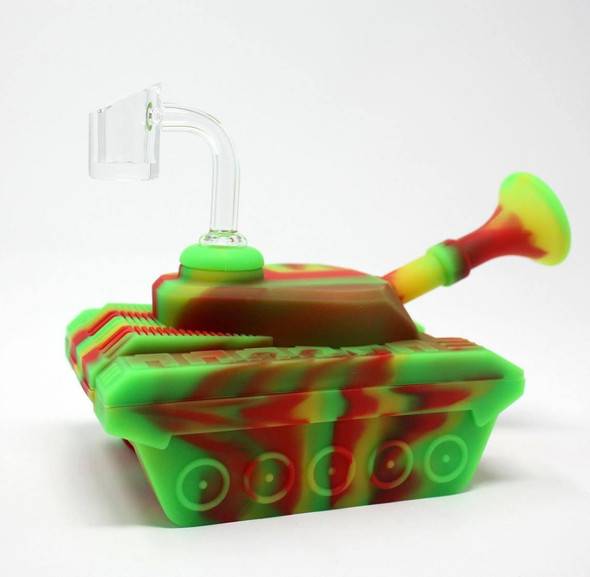  4" Silicone "Tank" Dab Rig / Bong Water Pipe - Rasta 